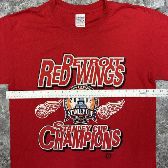 Vintage Detroit Red Wings 2002 Stanley Cup Champions T Shirt Hanes Tag Size L - Picture 5 of 6